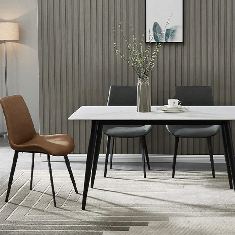 Sedie da pranzo industriali metallo Sedie da pranzo pelle PU senza braccioli per uso domestico Clearhalo