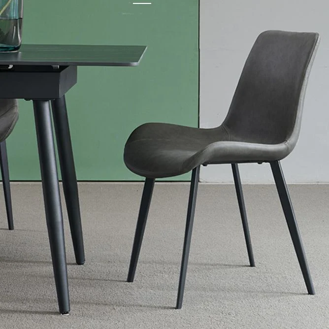 Sedie da pranzo industriali pelle e metallo Sedie da sala da pranzo con schienale massiccio (set di 2) Clearhalo