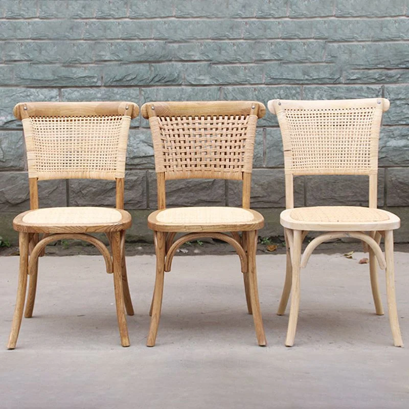 Sedie da pranzo legno massello stile country con finitura opaca e schienale canna Clearhalo