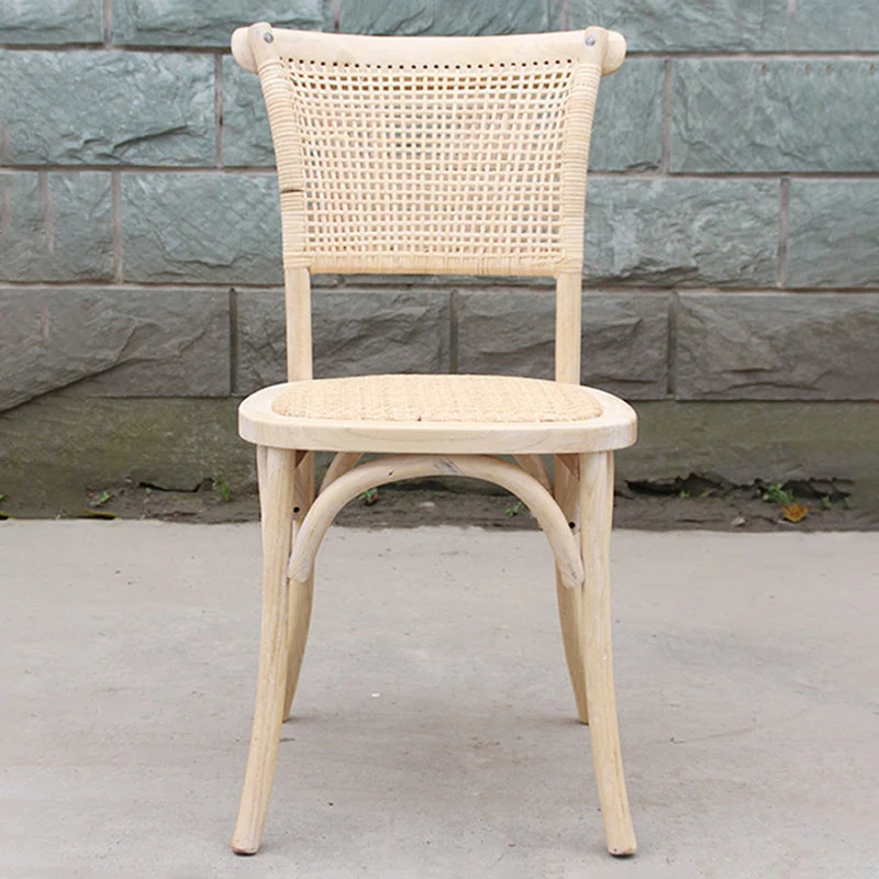 Sedie da pranzo legno massello stile country con finitura opaca e schienale canna Clearhalo