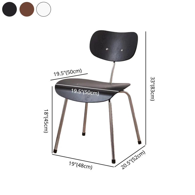 Sedie da pranzo legno stile moderno Sedia da pranzo laterale con schienale aperto e gambe metallo Clearhalo
