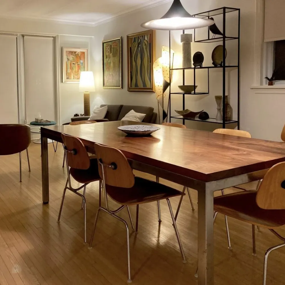 Sedie da pranzo legno stile moderno Sedia da pranzo laterale con schienale aperto e gambe metallo Clearhalo