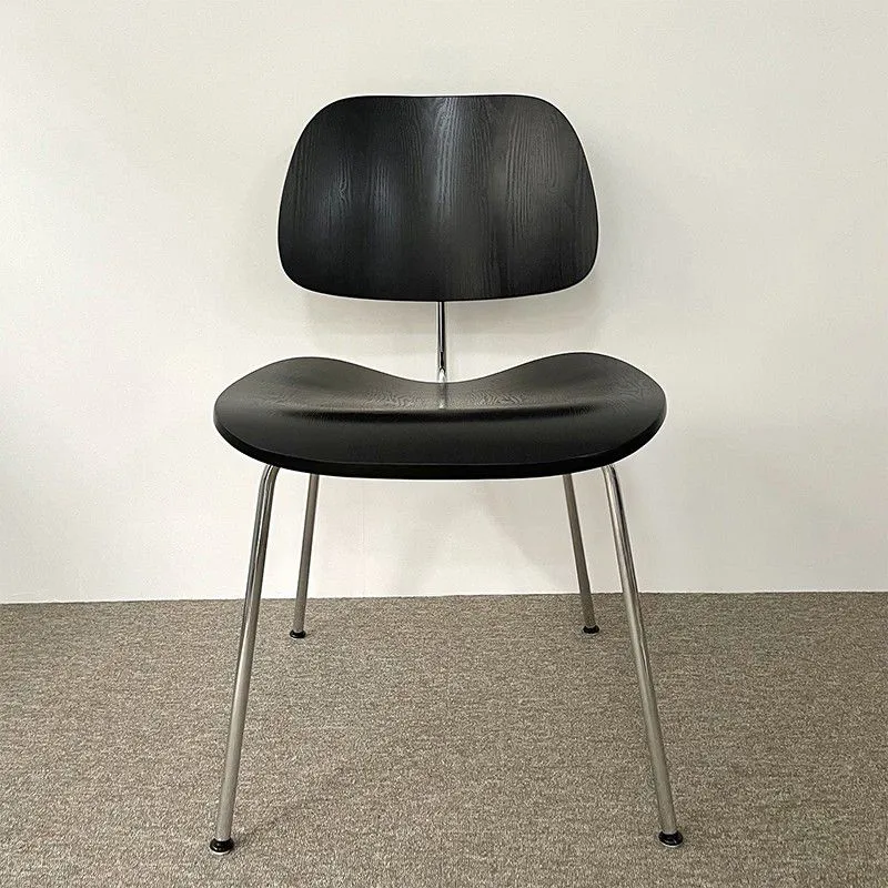 Sedie da pranzo legno stile moderno Sedia da pranzo laterale con schienale aperto e gambe metallo Clearhalo