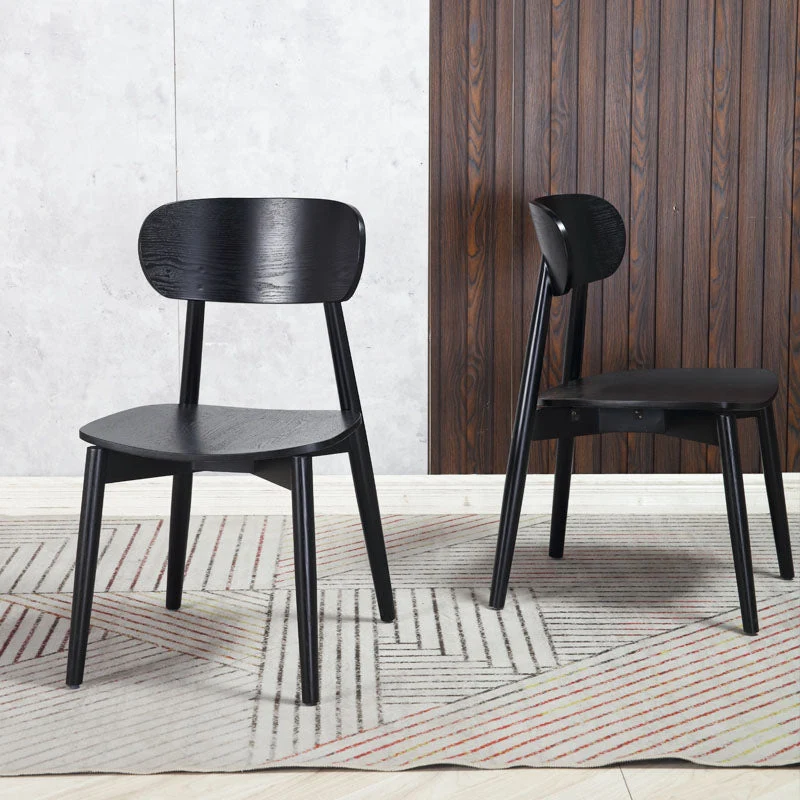 Sedie da pranzo legno stile moderno Sedia da pranzo laterale con schienale aperto (set di 2) Clearhalo
