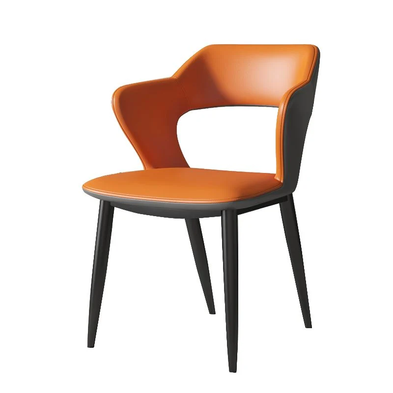 Sedie da pranzo metallo stile moderno Sedia da pranzo laterale con bracciolo con schienale aperto per cucina Clearhalo
