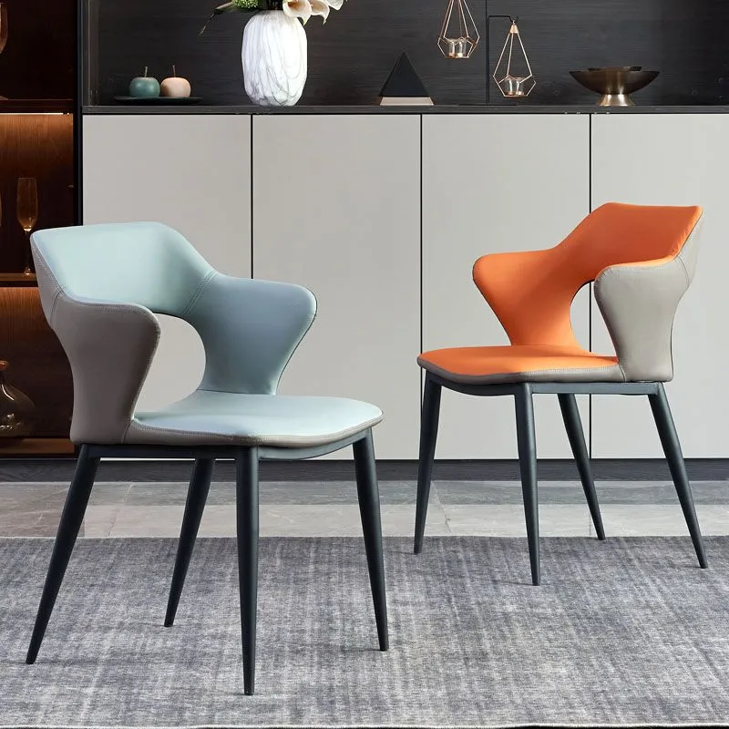 Sedie da pranzo metallo stile moderno Sedie laterali da cucina con braccioli con schienale aperto Clearhalo