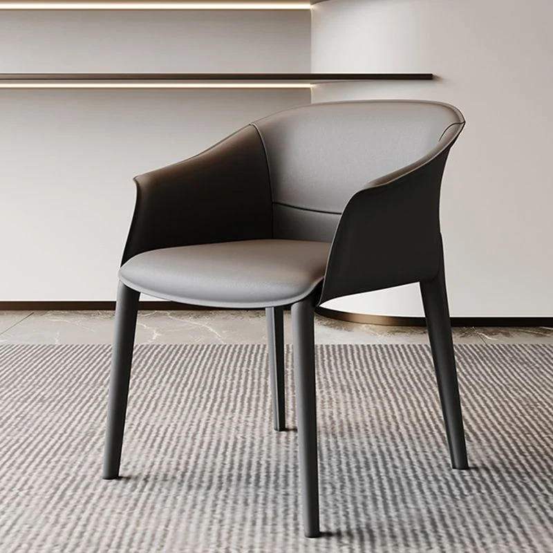Sedie da pranzo metallo stile moderno Sedie da sala da pranzo con braccioli pelle per uso domestico Clearhalo