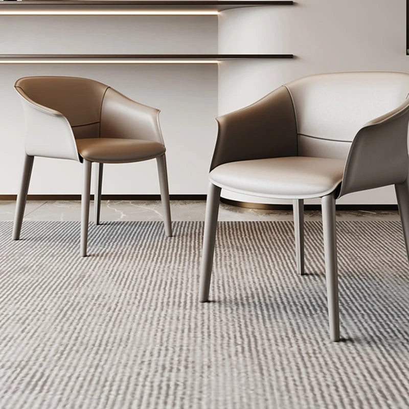 Sedie da pranzo metallo stile moderno Sedie da sala da pranzo con braccioli pelle per uso domestico Clearhalo