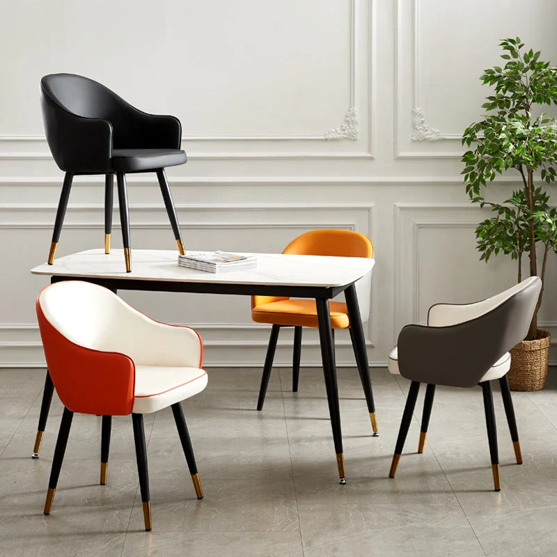 Sedie da pranzo metallo stile nordico Sedia da pranzo laterale con bracciolo con schienale aperto per cucina Clearhalo