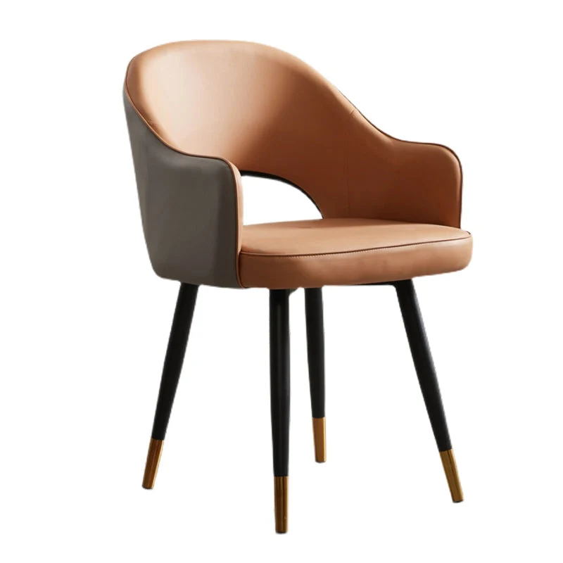 Sedie da pranzo metallo stile nordico Sedia da pranzo laterale con bracciolo con schienale aperto per cucina Clearhalo