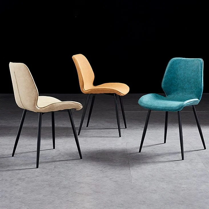 Sedie da pranzo moderne imbottite senza braccioli Sedie laterali con schienale alto e gambe metallo Clearhalo