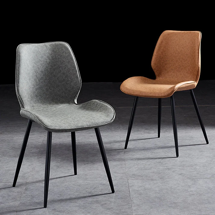 Sedie da pranzo moderne imbottite senza braccioli Sedie laterali con schienale alto e gambe metallo Clearhalo