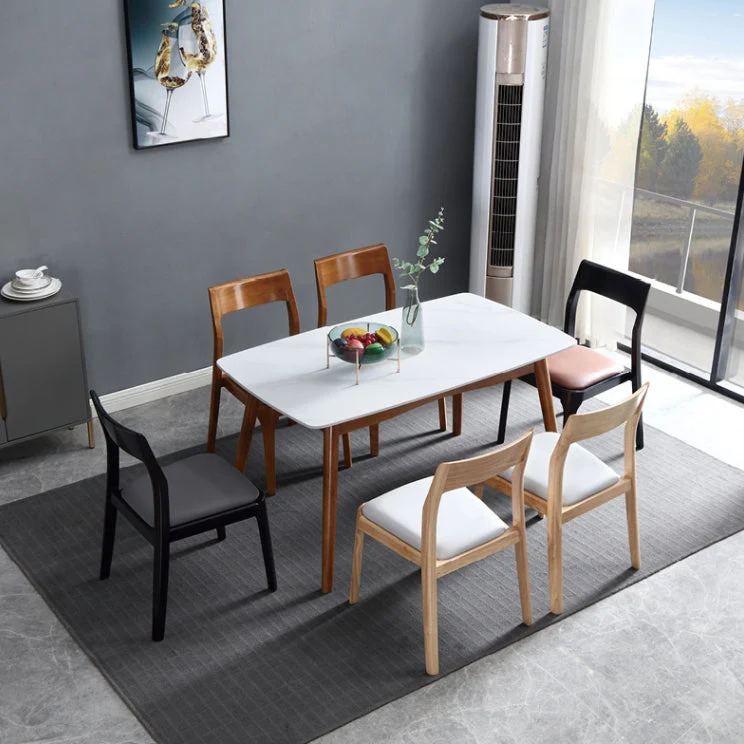 Sedie da pranzo moderne legno Sedia da pranzo laterale senza braccioli con schienale aperto per cucina Clearhalo
