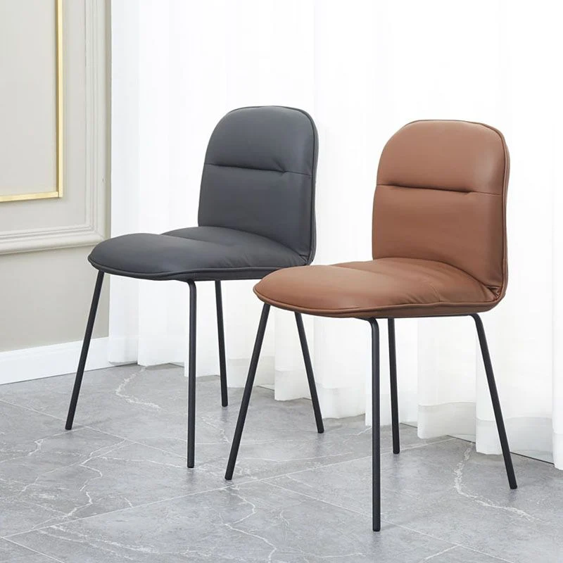 Sedie da pranzo moderne pelle PU Sedie da pranzo metallo senza braccioli per uso ristorante Clearhalo