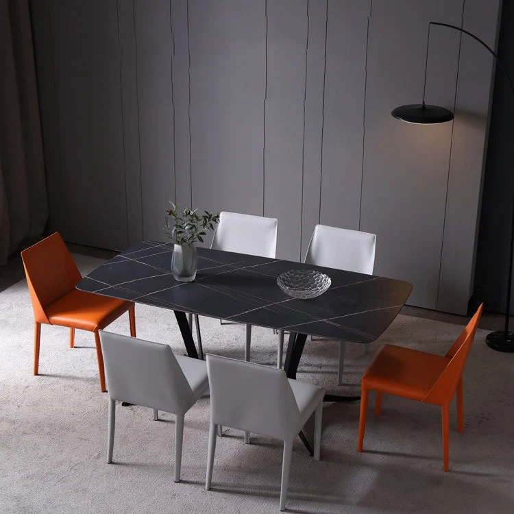 Sedie da pranzo moderne pelle Sedie da pranzo metallo senza braccioli per uso ristorante Clearhalo