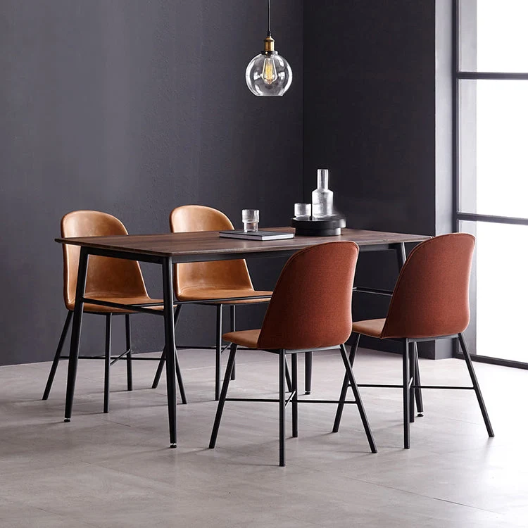 Sedie da pranzo moderne senza braccioli, sedia laterale da pranzo con schienale massiccio e gambe nere (set di 2) Clearhalo