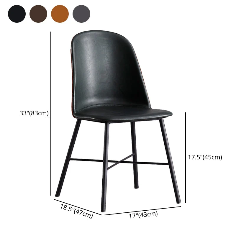Sedie da pranzo moderne senza braccioli, sedia laterale da pranzo con schienale massiccio e gambe nere (set di 2) Clearhalo