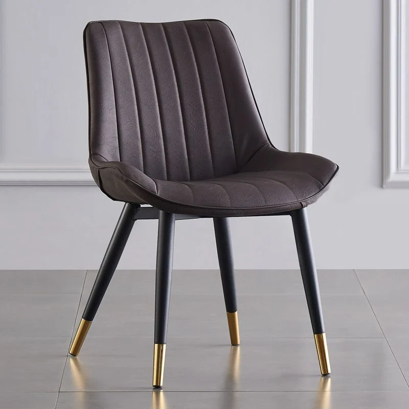 Sedie da pranzo moderne senza braccioli Sedie laterali pelle con schienale massiccio e gambe metallo Clearhalo