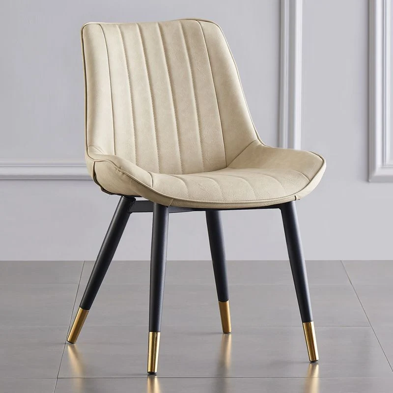 Sedie da pranzo moderne senza braccioli Sedie laterali pelle con schienale massiccio e gambe metallo Clearhalo