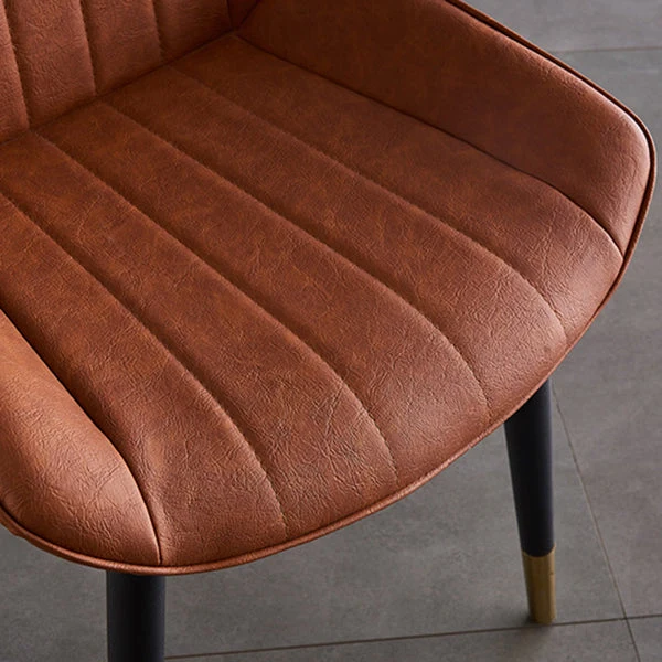 Sedie da pranzo moderne senza braccioli Sedie laterali pelle con schienale massiccio e gambe metallo Clearhalo