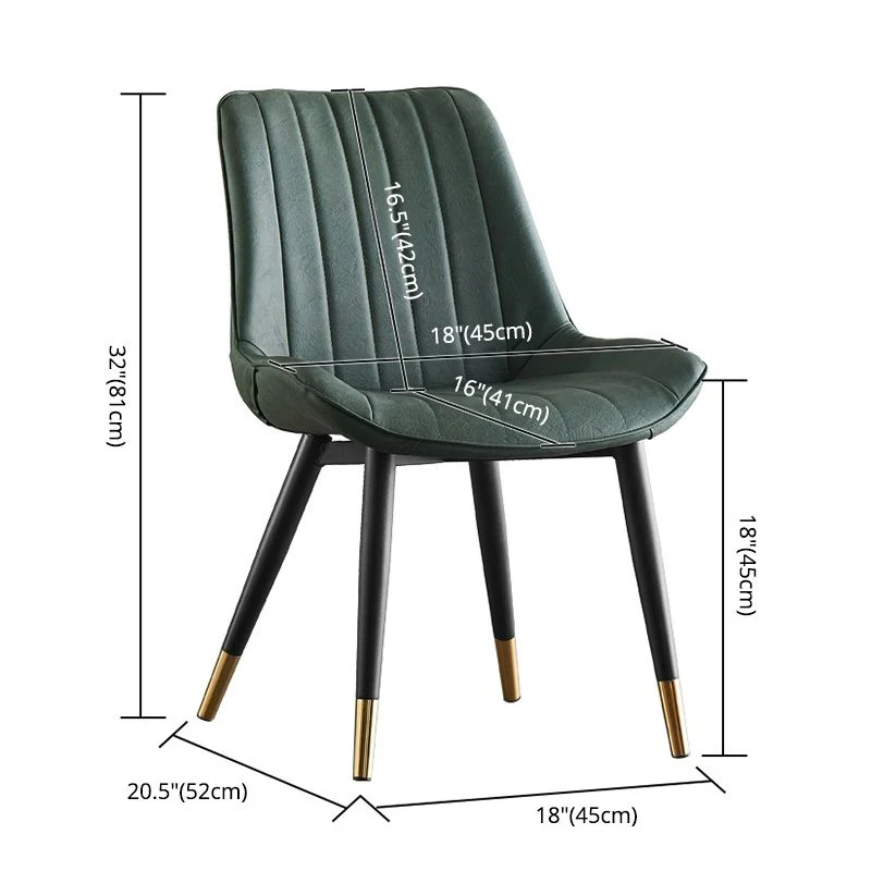 Sedie da pranzo moderne senza braccioli Sedie laterali pelle con schienale massiccio e gambe metallo Clearhalo