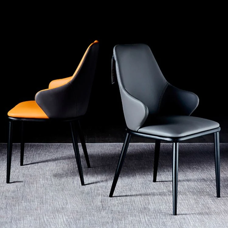 Sedie da pranzo pelle con braccioli dal design moderno e schienale solido. Sedie da pranzo pelle per uso domestico Clearhalo