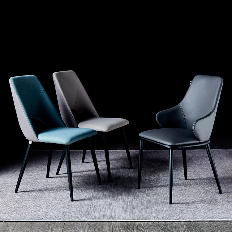 Sedie da pranzo pelle con braccioli dal design moderno e schienale solido. Sedie da pranzo pelle per uso domestico Clearhalo