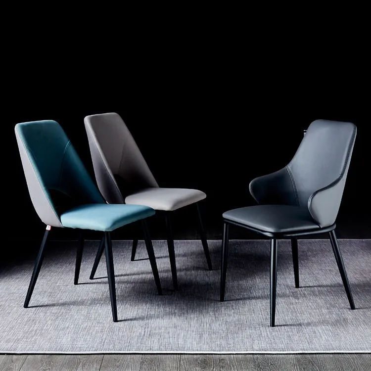 Sedie da pranzo pelle con braccioli dal design moderno e schienale solido. Sedie da pranzo pelle per uso domestico Clearhalo