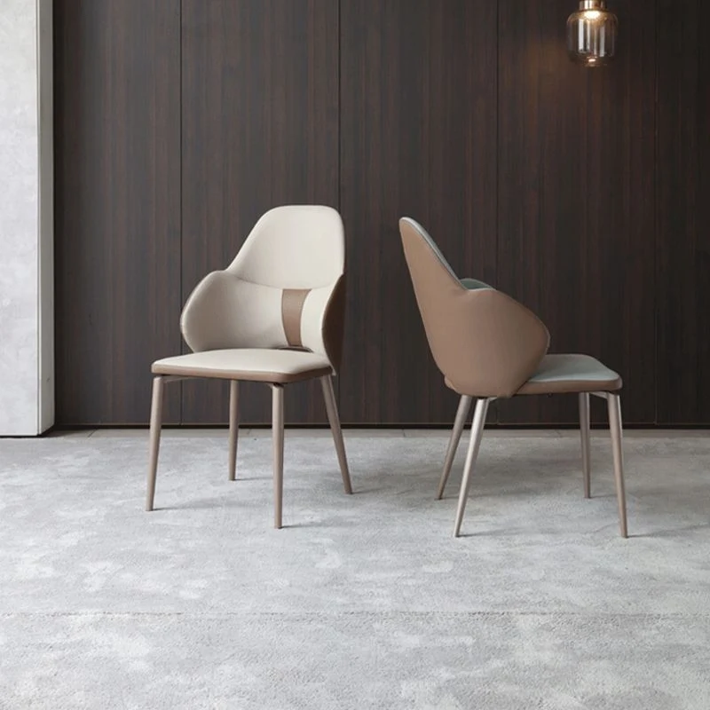 Sedie da pranzo pelle con braccioli dal design minimalista Sedie con schienale solido per uso domestico Clearhalo