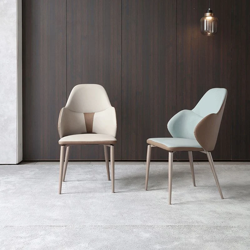 Sedie da pranzo pelle con braccioli dal design minimalista Sedie con schienale solido per uso domestico Clearhalo