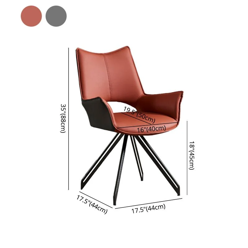 Sedie da pranzo pelle con braccioli stile industriale Sedia laterale da pranzo con schienale aperto per la casa Clearhalo