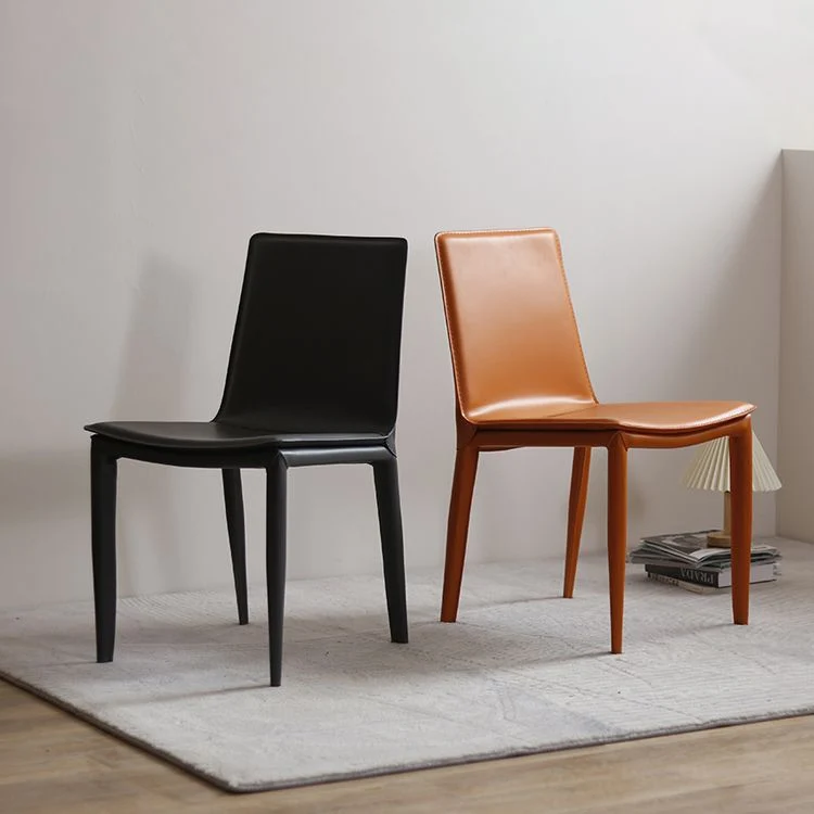 Sedie da pranzo pelle con schienale massiccio senza braccioli dal design moderno per uso domestico Clearhalo