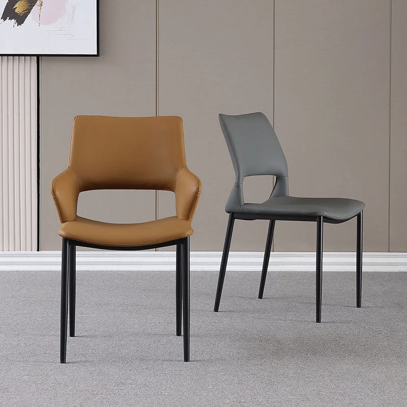 Sedie da pranzo pelle con sedia laterale con schienale aperto stile industriale per la casa Clearhalo