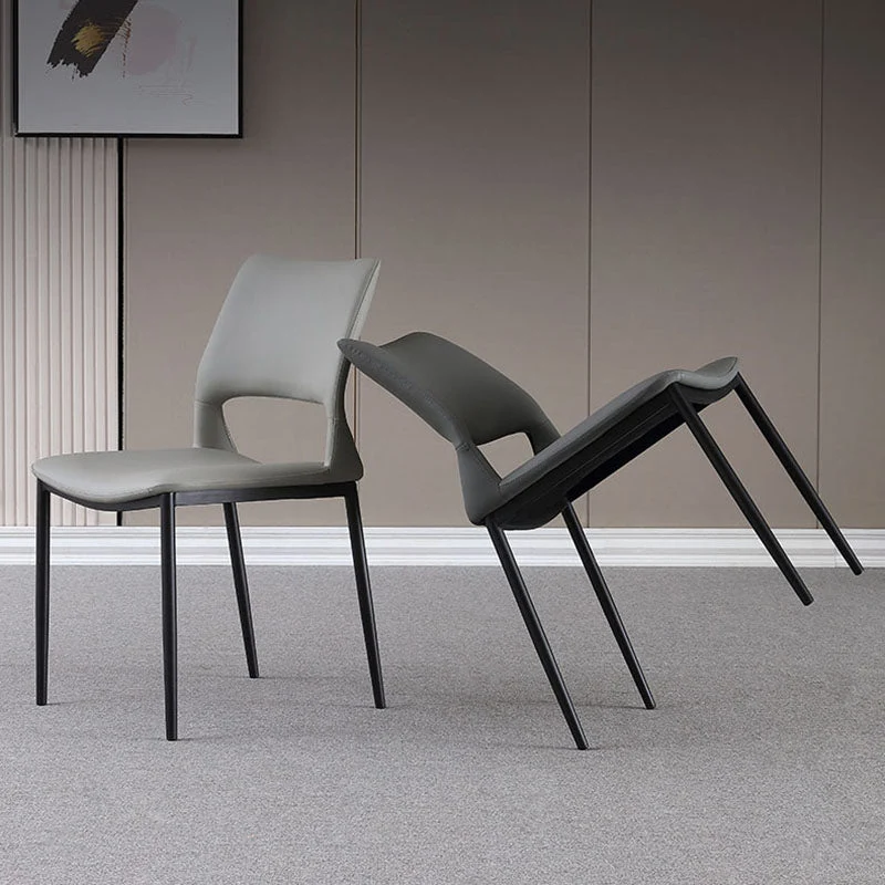 Sedie da pranzo pelle con sedia laterale con schienale aperto stile industriale per la casa Clearhalo