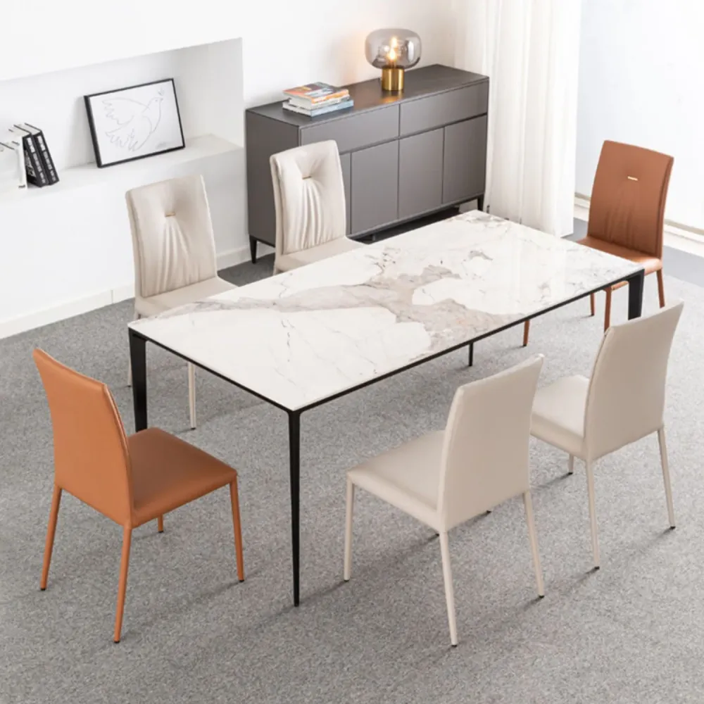 Sedie da pranzo pelle dal design contemporaneo Sedia con schienale massiccio senza braccioli Clearhalo