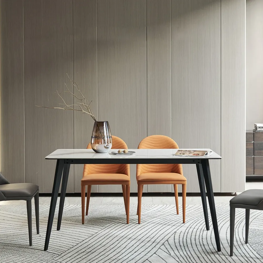 Sedie da pranzo pelle dal design moderno, sedie laterali senza braccioli con schienale massiccio (set di 2) Clearhalo