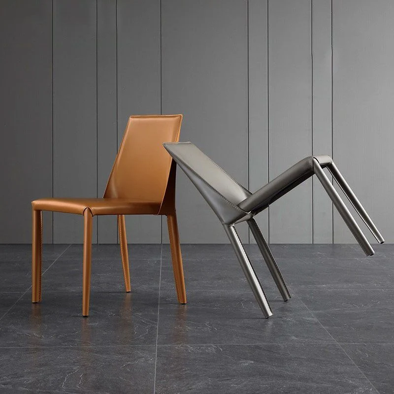 Sedie da pranzo pelle dal design moderno per la casa con schienale solido Clearhalo