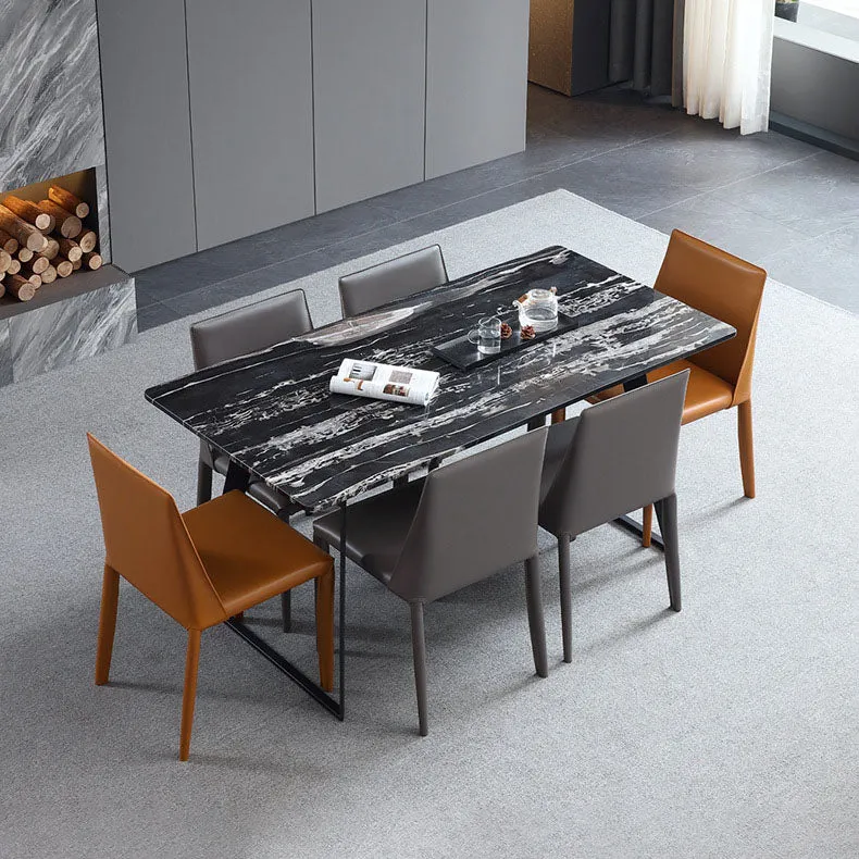 Sedie da pranzo pelle dal design moderno per la casa con schienale solido Clearhalo