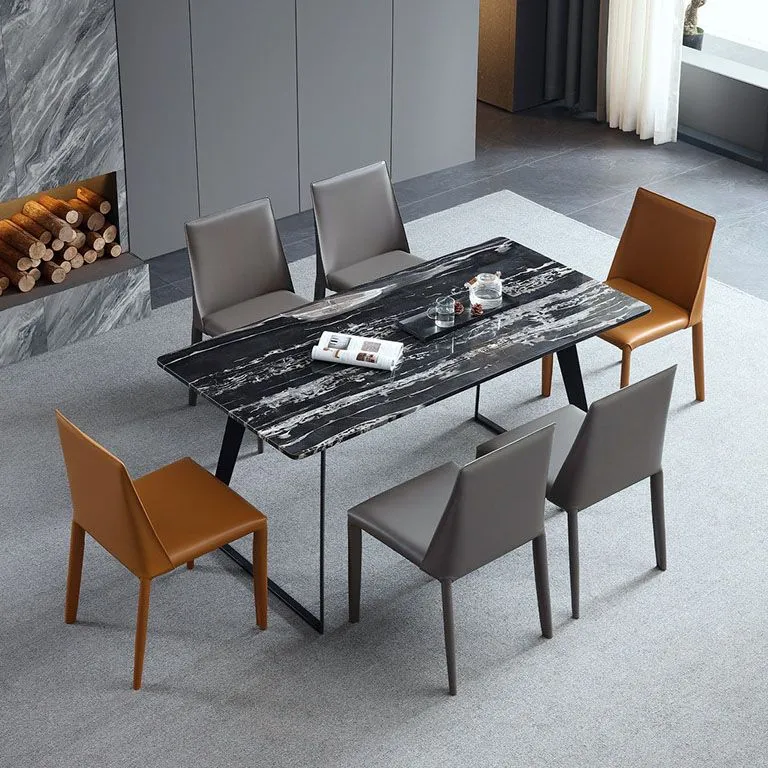 Sedie da pranzo pelle dal design moderno per la casa con schienale solido Clearhalo