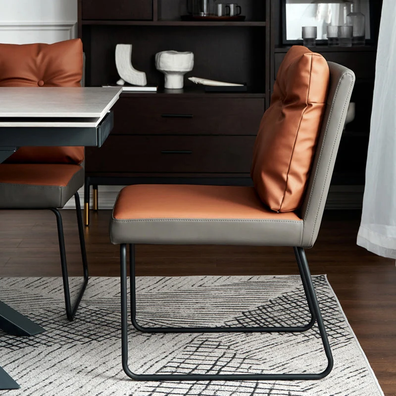 Sedie da pranzo pelle di lusso stile minimalista Sedie imbottite con schienale solido Clearhalo