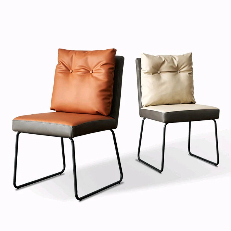 Sedie da pranzo pelle di lusso stile minimalista Sedie imbottite con schienale solido Clearhalo