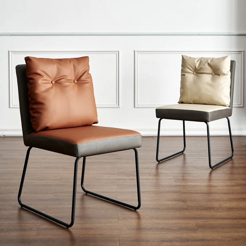 Sedie da pranzo pelle di lusso stile minimalista Sedie imbottite con schienale solido Clearhalo