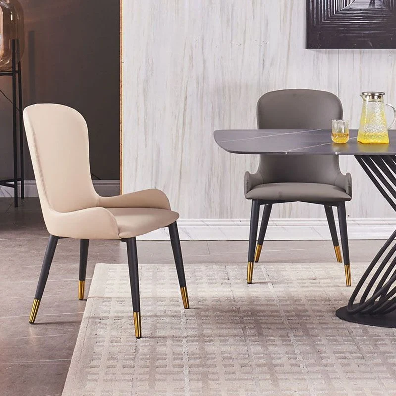 Sedie da pranzo pelle da ristorante contemporanee con sedia laterale Wingback Clearhalo
