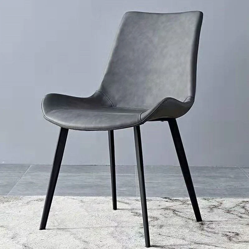 Sedie da pranzo pelle PU Sedia senza braccioli Parsons stile industriale Clearhalo