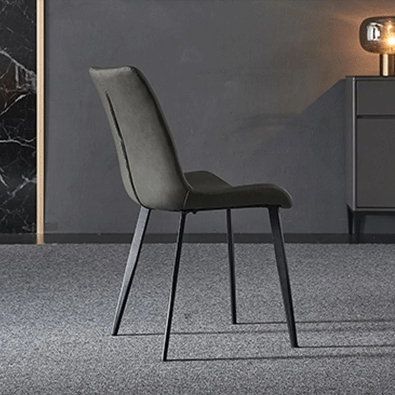 Sedie da pranzo pelle PU Sedia senza braccioli Parsons stile industriale Clearhalo