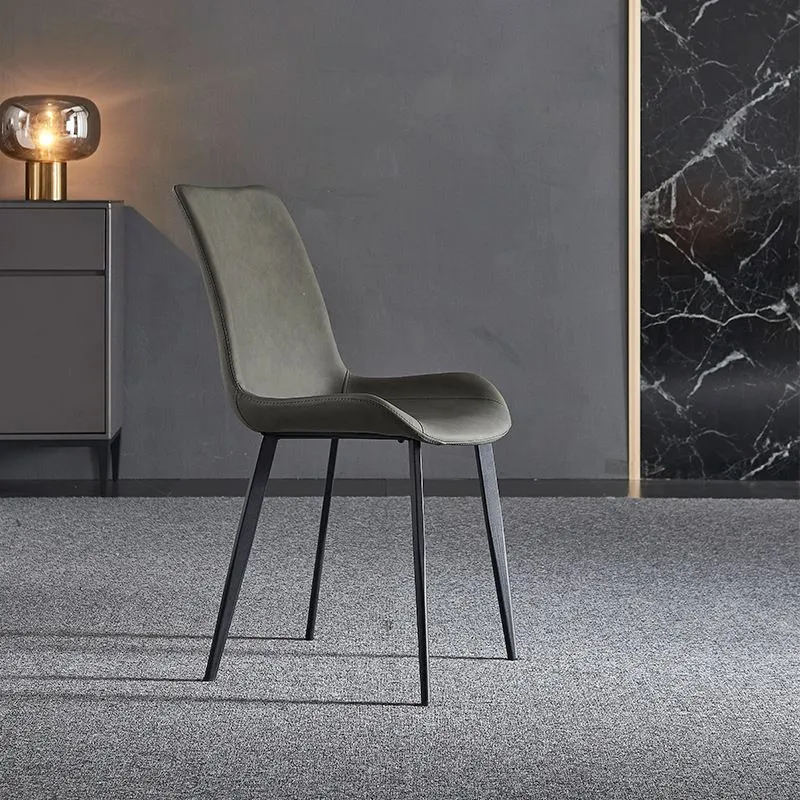 Sedie da pranzo pelle PU Sedia senza braccioli Parsons stile industriale Clearhalo
