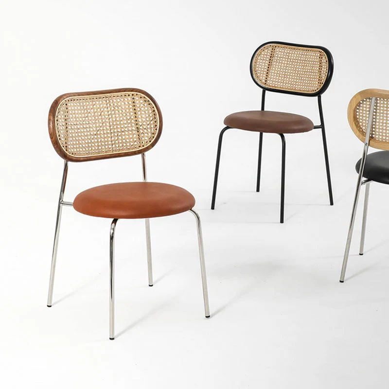 Sedie da pranzo pelle PU stile industriale Sedia laterale da pranzo con schienale aperto Clearhalo
