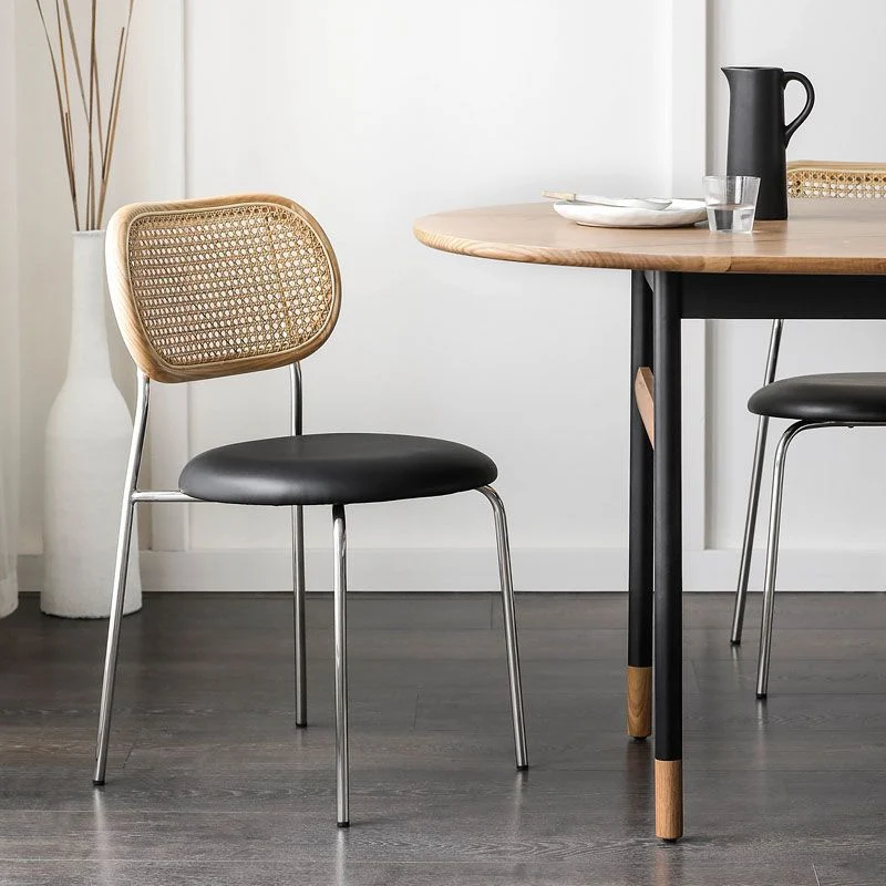 Sedie da pranzo pelle PU stile industriale Sedia laterale da pranzo con schienale aperto Clearhalo