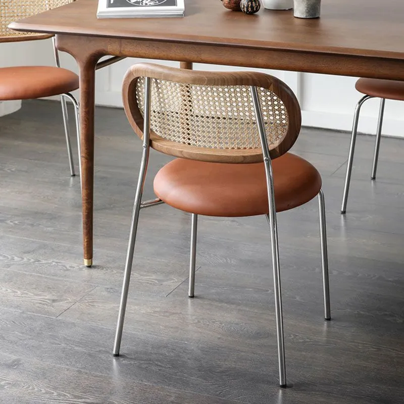 Sedie da pranzo pelle PU stile industriale Sedia laterale da pranzo con schienale aperto Clearhalo