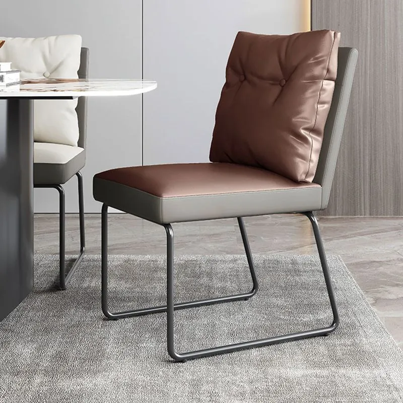 Sedie da pranzo pelle stile minimalista Sedia con schienale solido senza braccioli per la casa Clearhalo